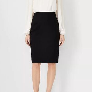 Ann Taylor Black Petite Seamed Pencil Skirt in Seasonless Stretch
